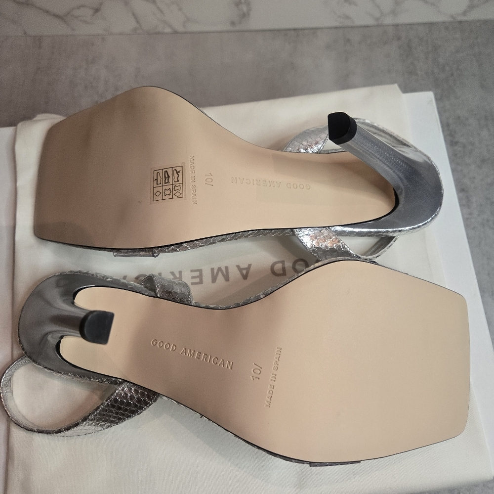 Good American Silver Snake Women's Square Toe Heels - Picture 5 of 6